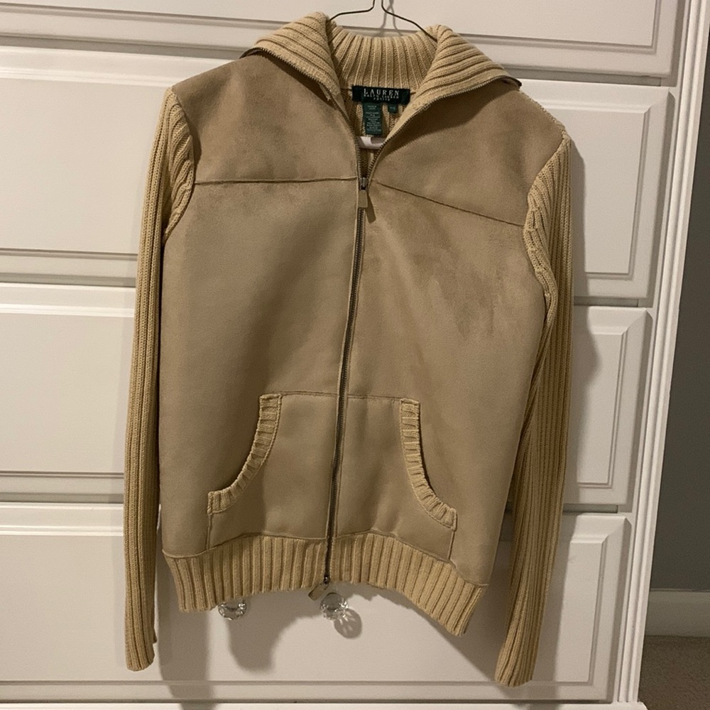 Ralph Lauren Suede Zip up Sweater